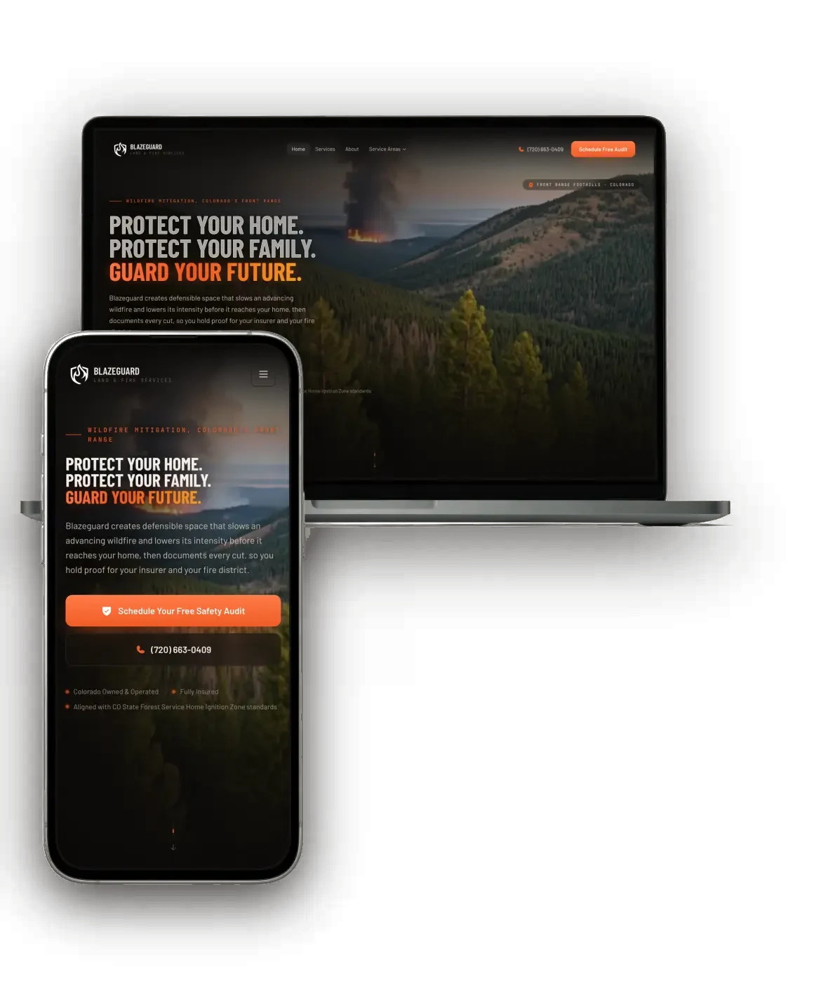 A contractor website Impact built, shown on a laptop and a phone.