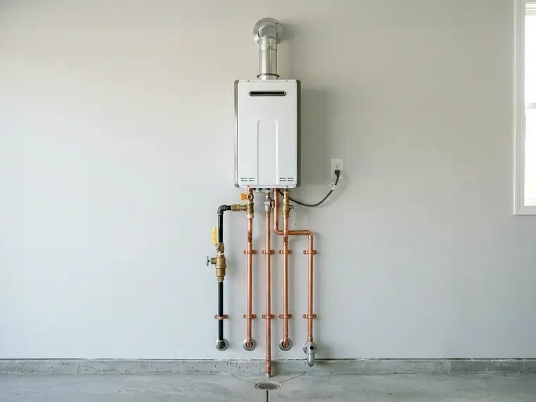 Tankless water heater with new copper supply lines